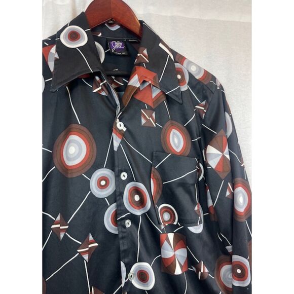 Vintage 70's Joel California 100% Polyester Disco Shirt Men's size Medium - Picture 2 of 4